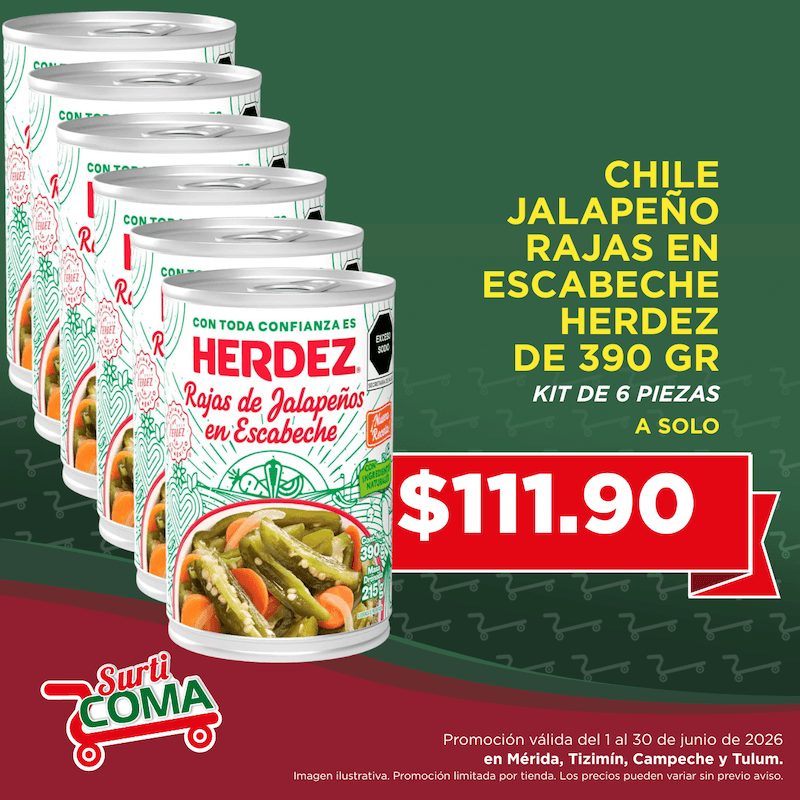 CHILE JALAPEÑO RAJAS EN ESCABECHE HERDEZ DE 390GR